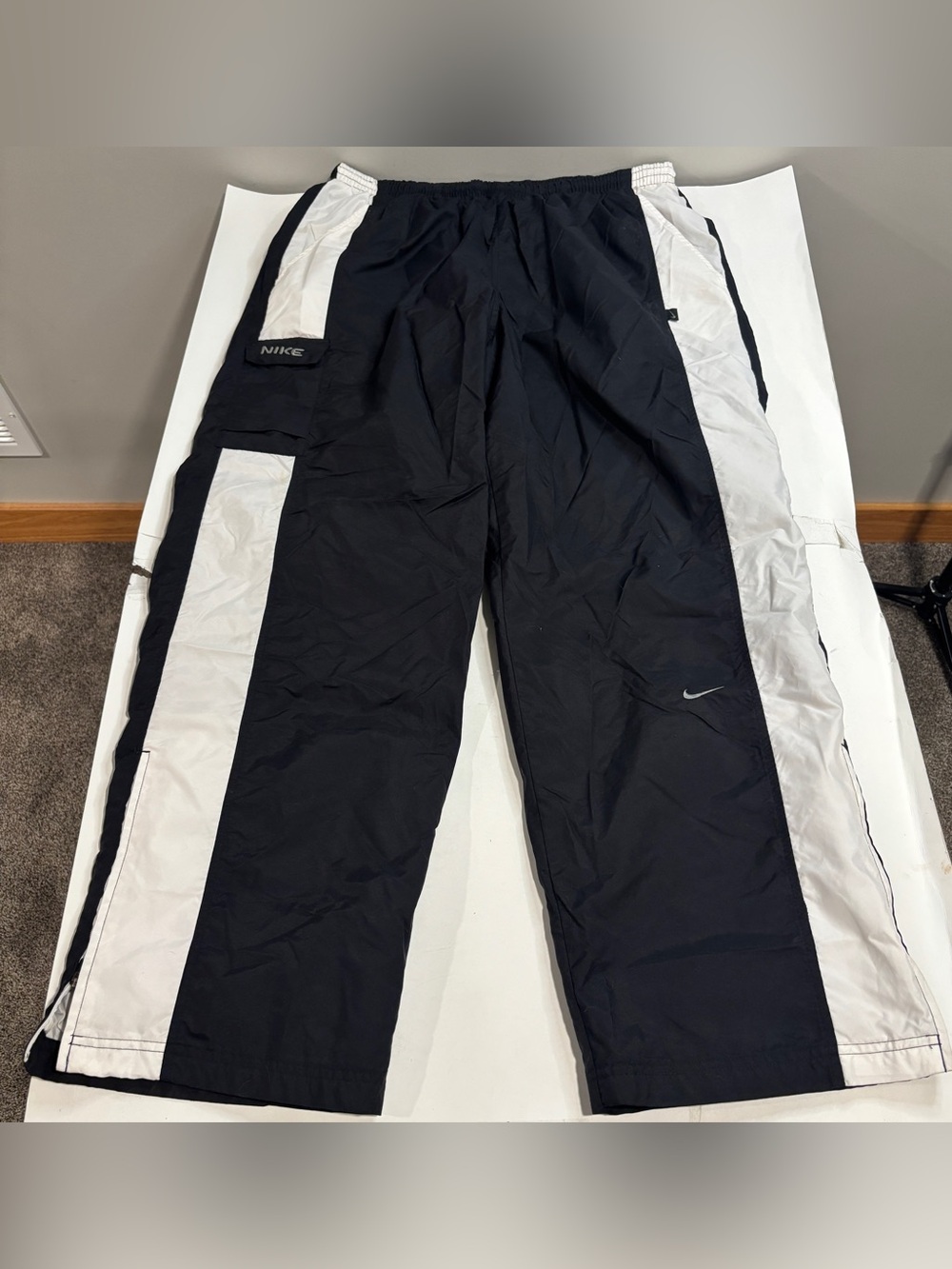 Vintage Nike Pants Mens XL Baggy Windbreaker Track Lined Cargo Wide Leg Y2K